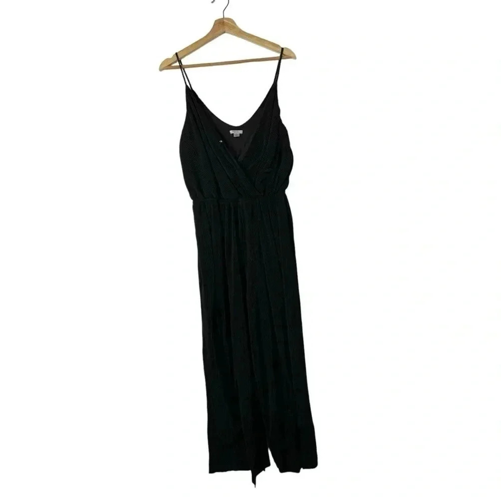 Xhilaration Black Ribbed Wrap Bust Strappy Wide Leg Jumpsuit M